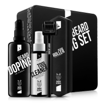 E-shop Angry Beards Dude's Cosmetics Bear Roller + Beard Doping BIG D 100 ml + Tool Cleaner 50 ml darčeková sada